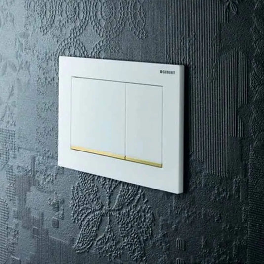 Geberit Sigma20 Square Dual Flush Plate White / Gold | 115.883.KK.1