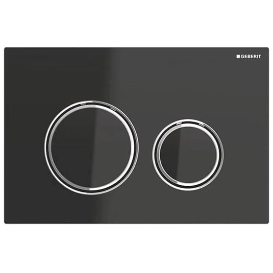 Geberit Sigma50 Round Dual Flush Plate Chrome & Black | 115.884.SJ.1