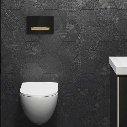 Geberit Sigma50 Square Dual Flush Plate Black & Brass Black | 115.672.DW.2