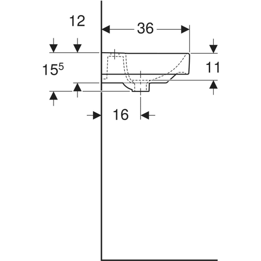 Geberit Smyle Square 450mm Cloakroom Basin 1 Tap Hole & Overflow | 500.222.01.1