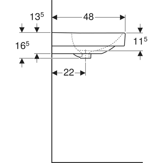 Geberit Smyle Square 750mm Wash Basin 1 Tap Hole | 500.249.01.1