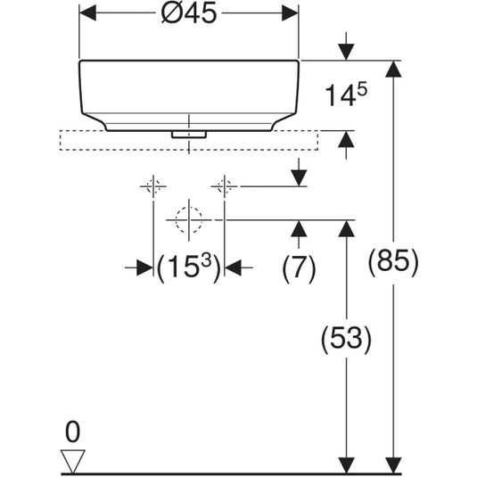 Geberit VariForm 450mm Round Lay-On Countertop Basin White | 500.770.01.2
