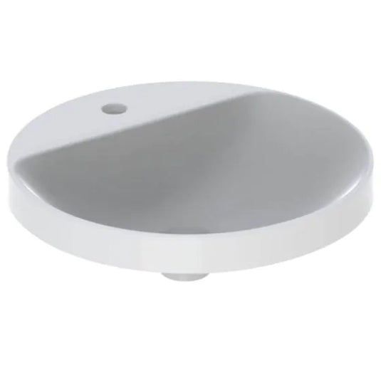 Geberit VariForm 480mm Round Countertop Basin 1 Tap Hole & Overflow White | 500.704.01.2