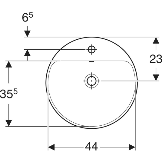 Geberit VariForm 480mm Round Countertop Basin 1 Tap Hole & Overflow White | 500.704.01.2