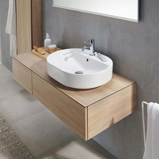 Geberit VariForm 500mm Lay-On Elliptic Countertop Basin 1 Tap Hole & Overflow White | 500.775.01.2