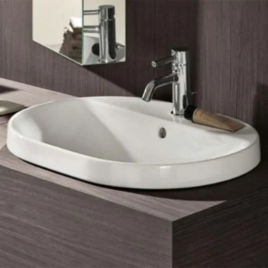 Geberit VariForm 500mm Oval Countertop Basin 1 Tap Hole & Overflow White | 500.712.01.2