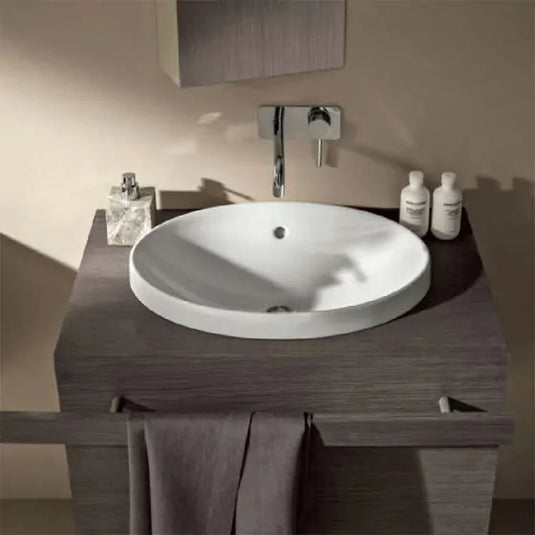 Geberit VariForm 500mm Oval Countertop Basin with Overflow White | 500.708.01.2