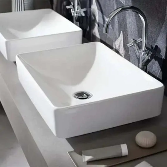 Geberit VariForm 550mm Rectangular Countertop Basin with Overflow White | 500.736.01.2