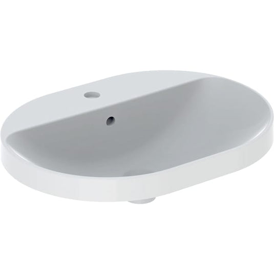 Geberit VariForm 600mm Elliptic Countertop Basin 1 Tap Hole & Overflow White | 500.732.01.2
