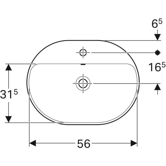 Geberit VariForm 600mm Elliptic Countertop Basin 1 Tap Hole & Overflow White | 500.732.01.2