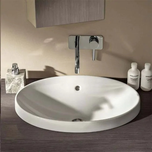 Geberit VariForm 600mm Elliptic Countertop Basin with Overflow White | 500.728.01.2