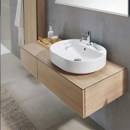Geberit VariForm 600mm Lay-On Elliptic Countertop Basin 1 Tap Hole & Overflow | 500.777.01.2