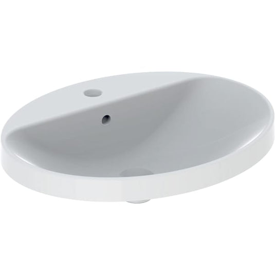 Geberit VariForm 600mm Oval Countertop Basin 1 Tap Hole & Overflow White | 500.724.01.2