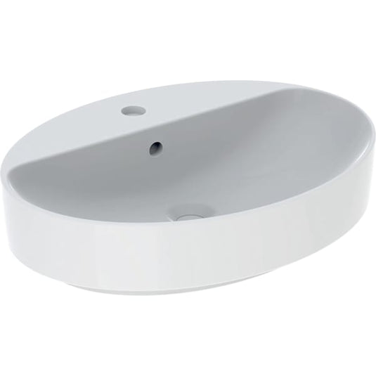 Geberit VariForm 600mm Oval Lay-On Countertop Basin 1 Tap Hole & Overflow White | 500.772.01.2