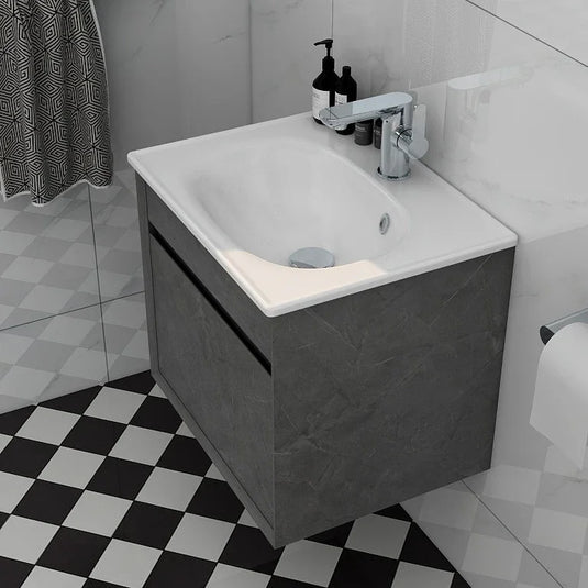 Imex Alma 500mm Single Drawer Wall Mounted Vanity Unit in Grey Marble - FZHF2784-500-B0004 - Envy Bathrooms Ltd