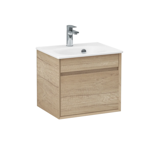 Imex Alma 500mm Single Drawer Wall Mounted Vanity Unit in Natural Oak - FZHF2784-500-B0001 - Envy Bathrooms Ltd