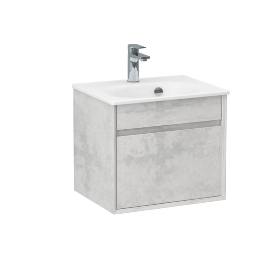 Imex Alma 500mm Single Drawer Wall Mounted Vanity Unit in Natural Stone - FZHF2784-500-B0026 - Envy Bathrooms Ltd