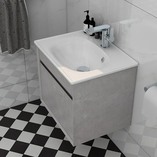 Imex Alma 500mm Single Drawer Wall Mounted Vanity Unit in Slate - FZHF2784-500-B0005 - Envy Bathrooms Ltd