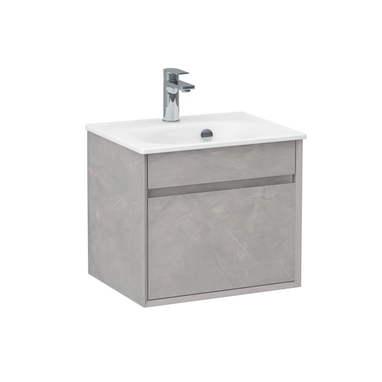 Imex Alma 500mm Single Drawer Wall Mounted Vanity Unit in Slate - FZHF2784-500-B0005 - Envy Bathrooms Ltd