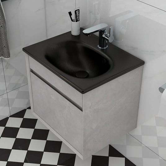 Imex Alma 500mm Single Drawer Wall Mounted Vanity Unit in Slate - FZHF2784-500-B0005 - Envy Bathrooms Ltd