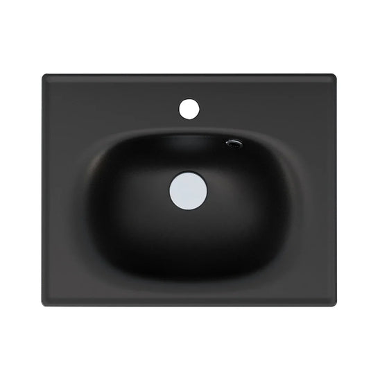 Imex Alma 500mm Slimline 1 Tap Hole Ceramic Basin in Black - LF1923-500BL - Envy Bathrooms Ltd