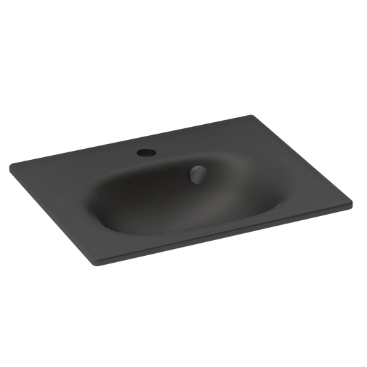 Imex Alma 500mm Slimline 1 Tap Hole Ceramic Basin in Black - LF1923-500BL - Envy Bathrooms Ltd