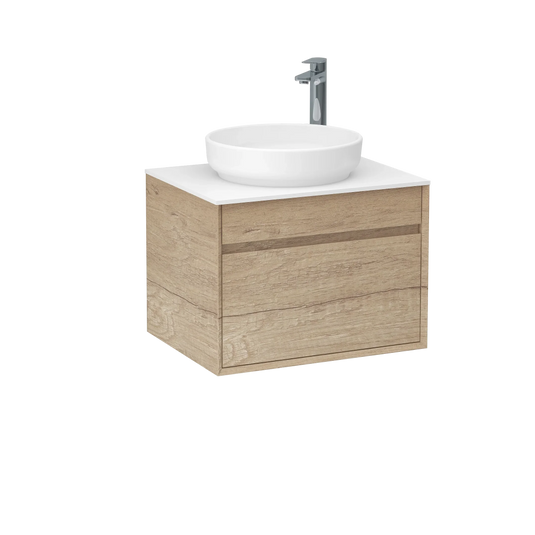 Imex Alma 600mm Single Drawer Wall Mounted Vanity Unit in Natural Oak - FZHF2784-600-B0001 - Envy Bathrooms Ltd