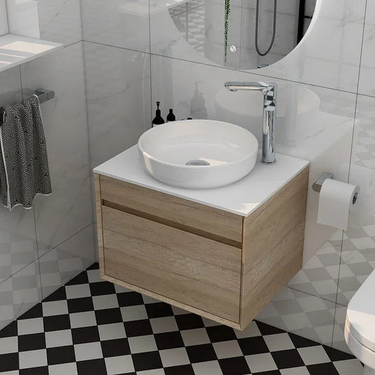 Imex Alma 600mm Single Drawer Wall Mounted Vanity Unit in Natural Oak - FZHF2784-600-B0001 - Envy Bathrooms Ltd