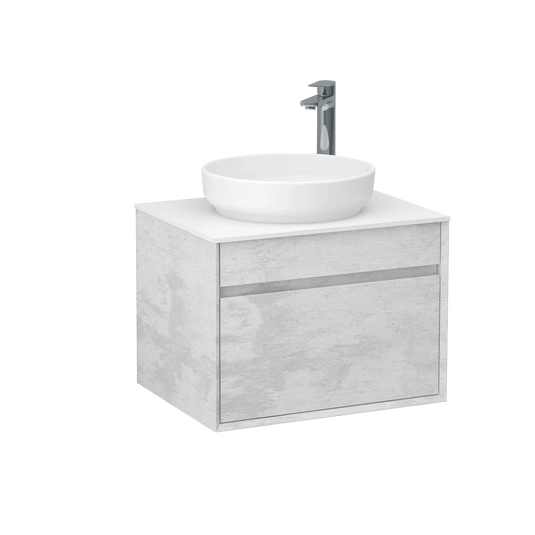 Imex Alma 600mm Single Drawer Wall Mounted Vanity Unit in Natural Stone - FZHF2784-600-B0026 - Envy Bathrooms Ltd