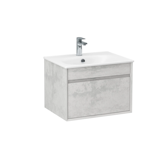 Imex Alma 600mm Single Drawer Wall Mounted Vanity Unit in Natural Stone - FZHF2784-600-B0026 - Envy Bathrooms Ltd