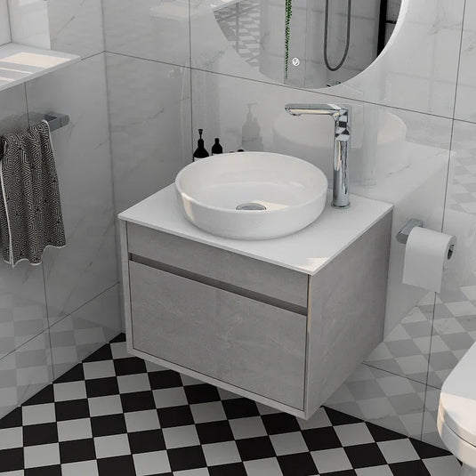 Imex Alma 600mm Single Drawer Wall Mounted Vanity Unit in Slate - FZHF2784-600-B0005 - Envy Bathrooms Ltd