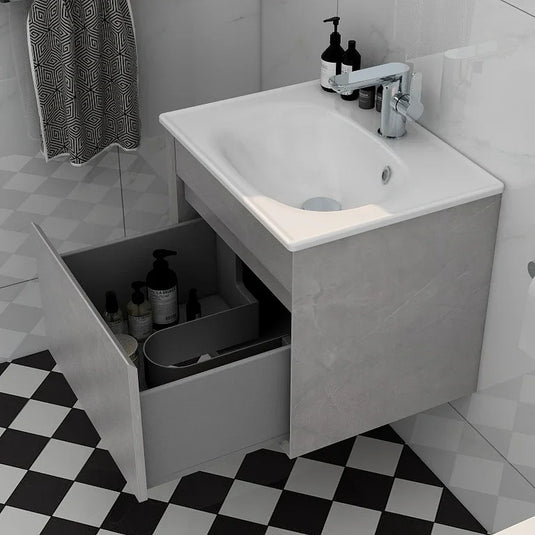 Imex Alma 600mm Single Drawer Wall Mounted Vanity Unit in Slate - FZHF2784-600-B0005 - Envy Bathrooms Ltd