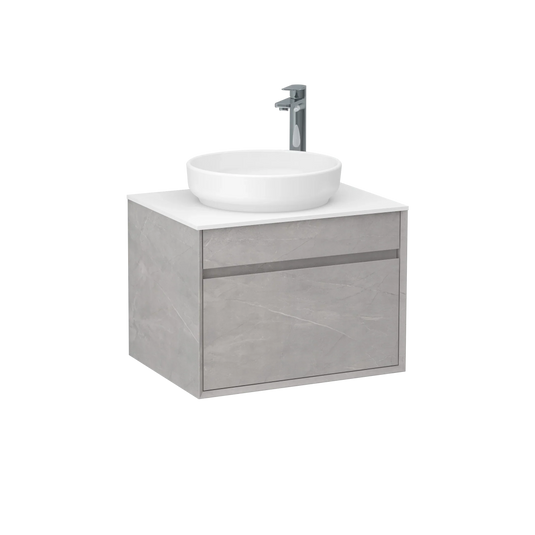 Imex Alma 600mm Single Drawer Wall Mounted Vanity Unit in Slate - FZHF2784-600-B0005 - Envy Bathrooms Ltd