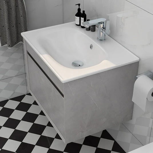 Imex Alma 600mm Single Drawer Wall Mounted Vanity Unit in Slate - FZHF2784-600-B0005 - Envy Bathrooms Ltd