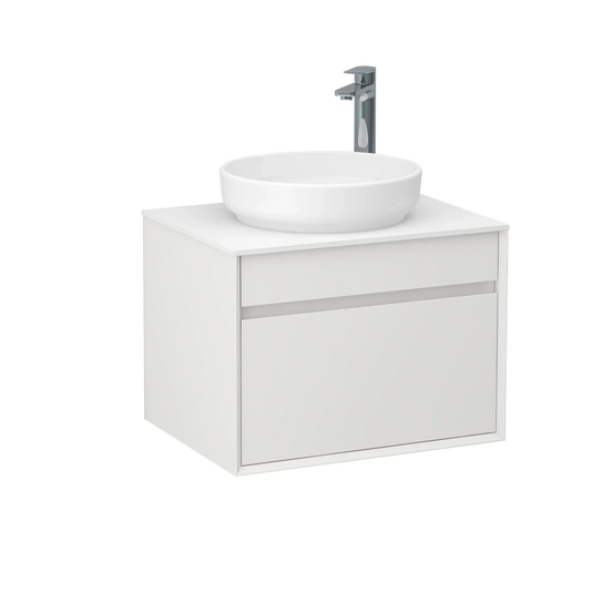 Imex Alma 600mm Single Drawer Wall Mounted Vanity Unit in White - FZHM2784-600-Q0002 - Envy Bathrooms Ltd