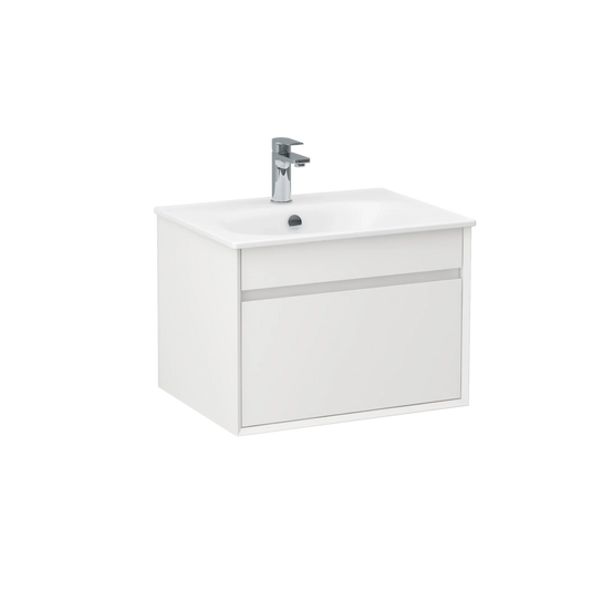 Imex Alma 600mm Single Drawer Wall Mounted Vanity Unit in White - FZHM2784-600-Q0002 - Envy Bathrooms Ltd