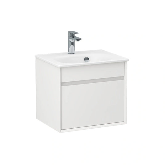 Imex Alma Matt White 500mm Wall Hung 1 Drawer Vanity Unit | FZHM2784-500-Q0002