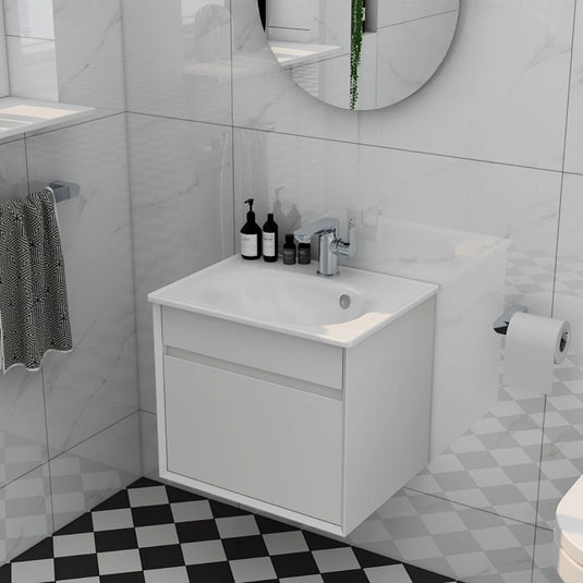 Imex Alma Matt White 500mm Wall Hung 1 Drawer Vanity Unit | FZHM2784-500-Q0002