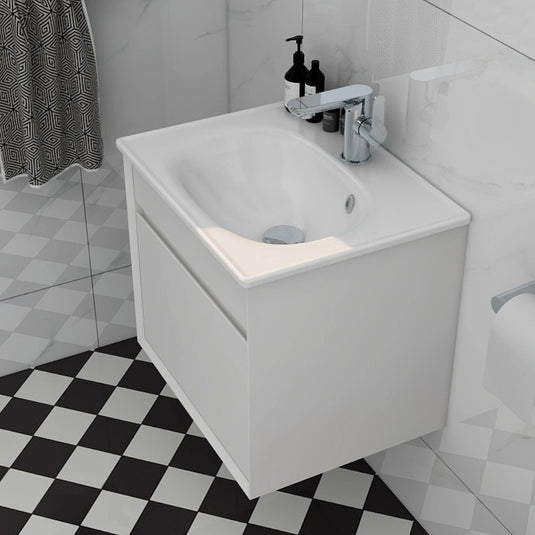 Imex Alma Matt White 500mm Wall Hung 1 Drawer Vanity Unit | FZHM2784-500-Q0002