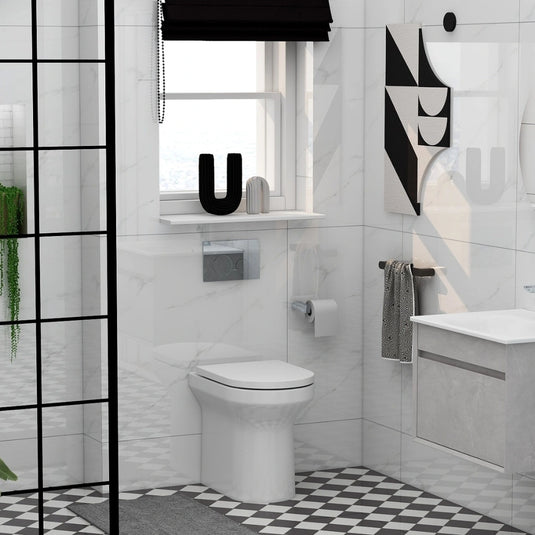 Imex Alma Rimless Comfort Height Back to Wall Toilet White | CB10156AR