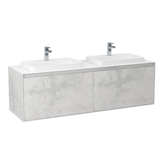 Imex Arco 1600mm Twin Single Drawer Wall Mounted Vanity Unit in Natural Stone - FZHF2781-1600-B0026 - Envy Bathrooms Ltd