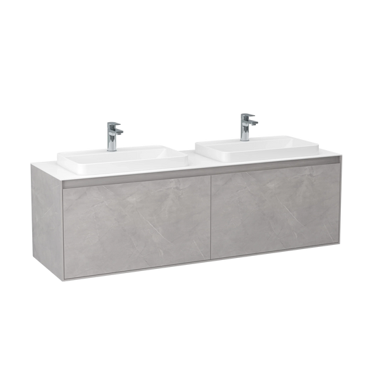Imex Arco 1600mm Twin Single Drawer Wall Mounted Vanity Unit in Slate - FZHF2781-1600-B0005 - Envy Bathrooms Ltd