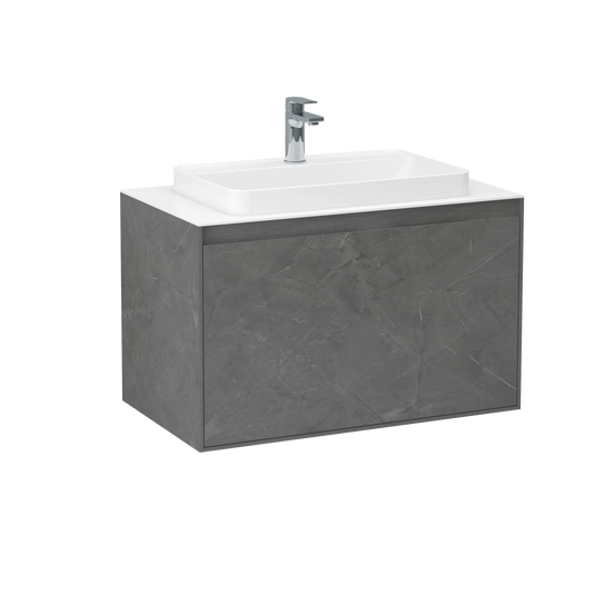 Imex Arco 800mm Single Drawer Wall Mounted Vanity Unit in Grey Marble - FZHF2781-800-B0004 - Envy Bathrooms Ltd