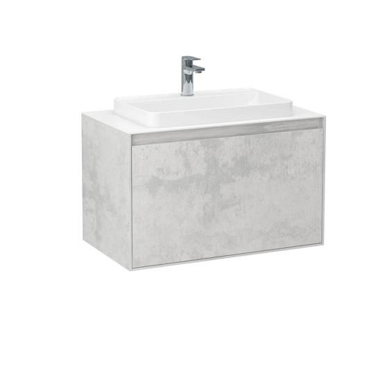 Imex Arco 800mm Single Drawer Wall Mounted Vanity Unit in Natural Stone - FZHF2781-800-B0026 - Envy Bathrooms Ltd