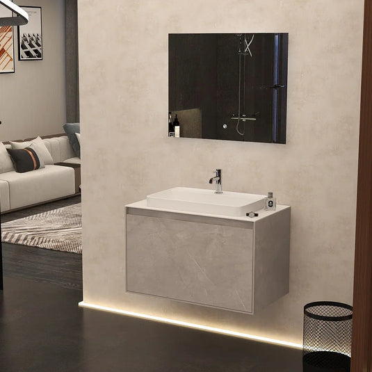Imex Arco 800mm Single Drawer Wall Mounted Vanity Unit in Slate - FZHF2781-800-B0005 - Envy Bathrooms Ltd