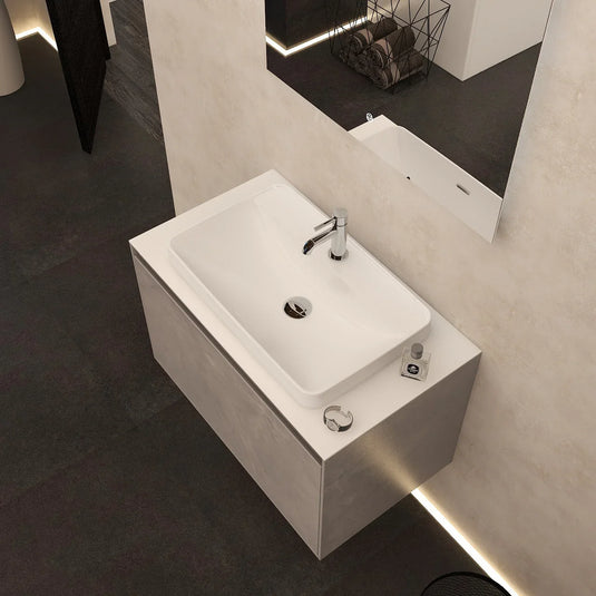 Imex Arco 800mm Single Drawer Wall Mounted Vanity Unit in Slate - FZHF2781-800-B0005 - Envy Bathrooms Ltd