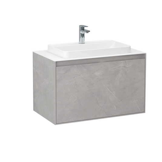 Imex Arco 800mm Single Drawer Wall Mounted Vanity Unit in Slate - FZHF2781-800-B0005 - Envy Bathrooms Ltd