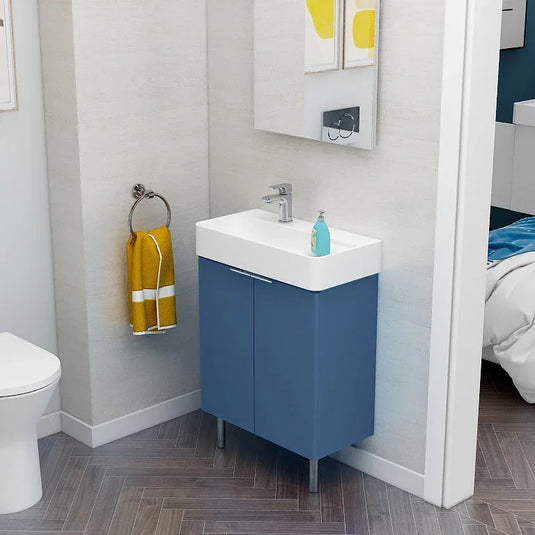 Imex Blade 600 x 310mm Floor Standing Vanity Unit - Matt Blue - FZFM2785-600-Q0003 - Envy Bathrooms Ltd
