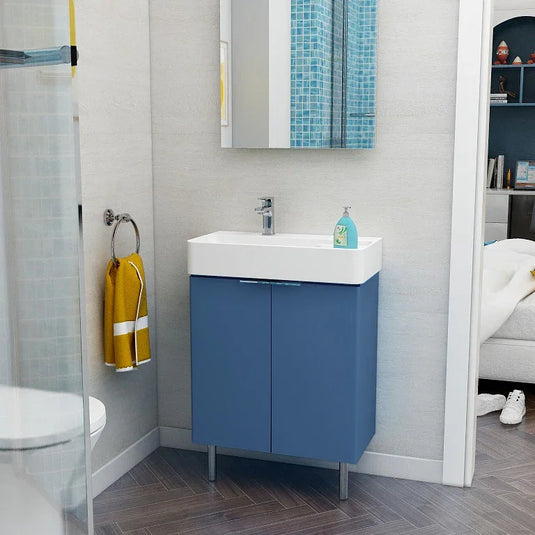 Imex Blade 600 x 310mm Floor Standing Vanity Unit - Matt Blue - FZFM2785-600-Q0003 - Envy Bathrooms Ltd