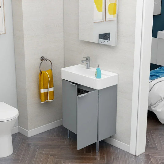 Imex Blade 600 x 310mm Floor Standing Vanity Unit - Matt Grey - FZFM2785-600-Q0004 - Envy Bathrooms Ltd